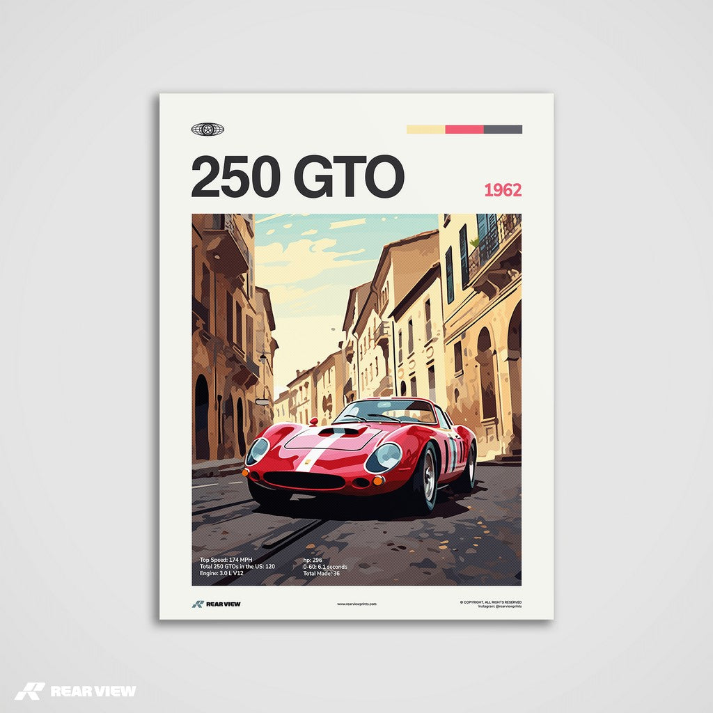 Ferrari 250 GTO 1962 • Car Art Poster • Rear View Prints