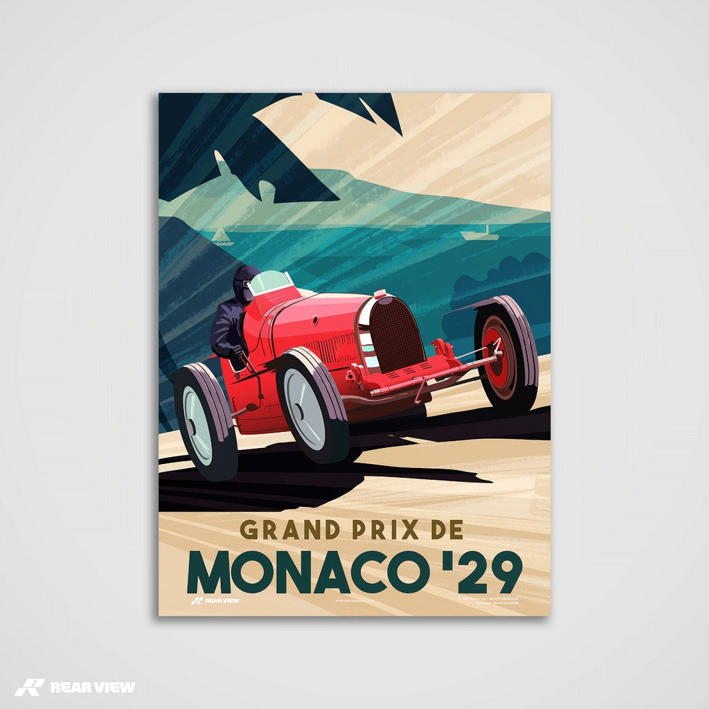 Premier Grand Prix De Monaco 1929 • Car Art Poster • Rear View Prints