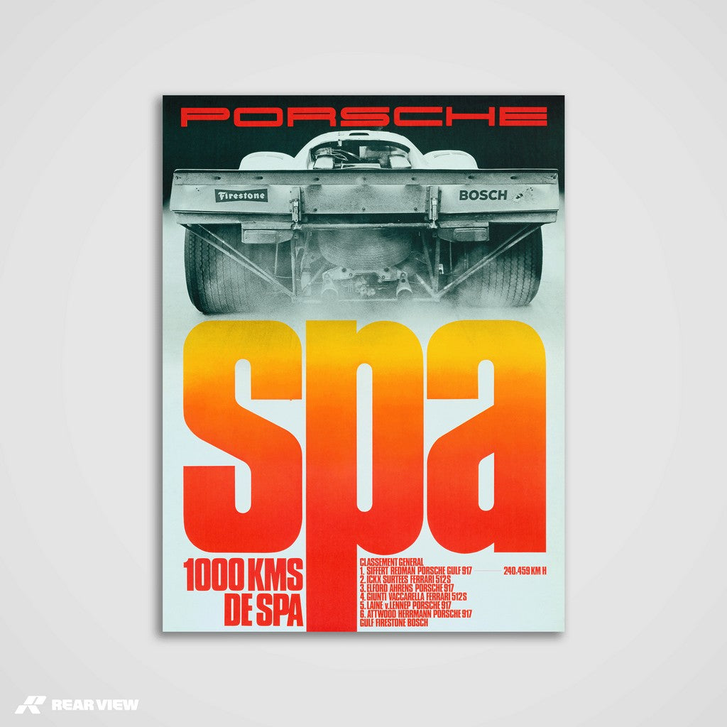 Porsche 917 • Spa 1000 Kms • Vintage Race Poster • Rear View Prints