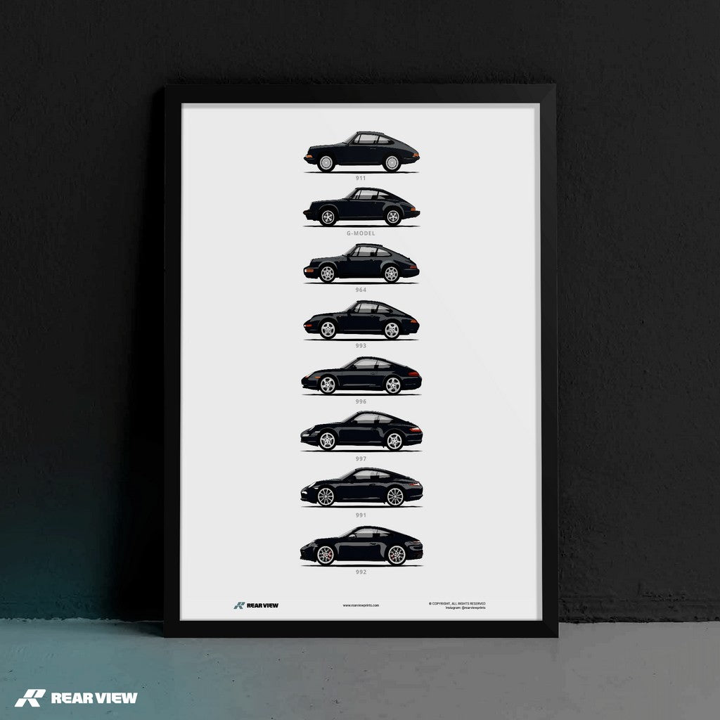 911 - Minimalistischer Auto-Kunstdruck