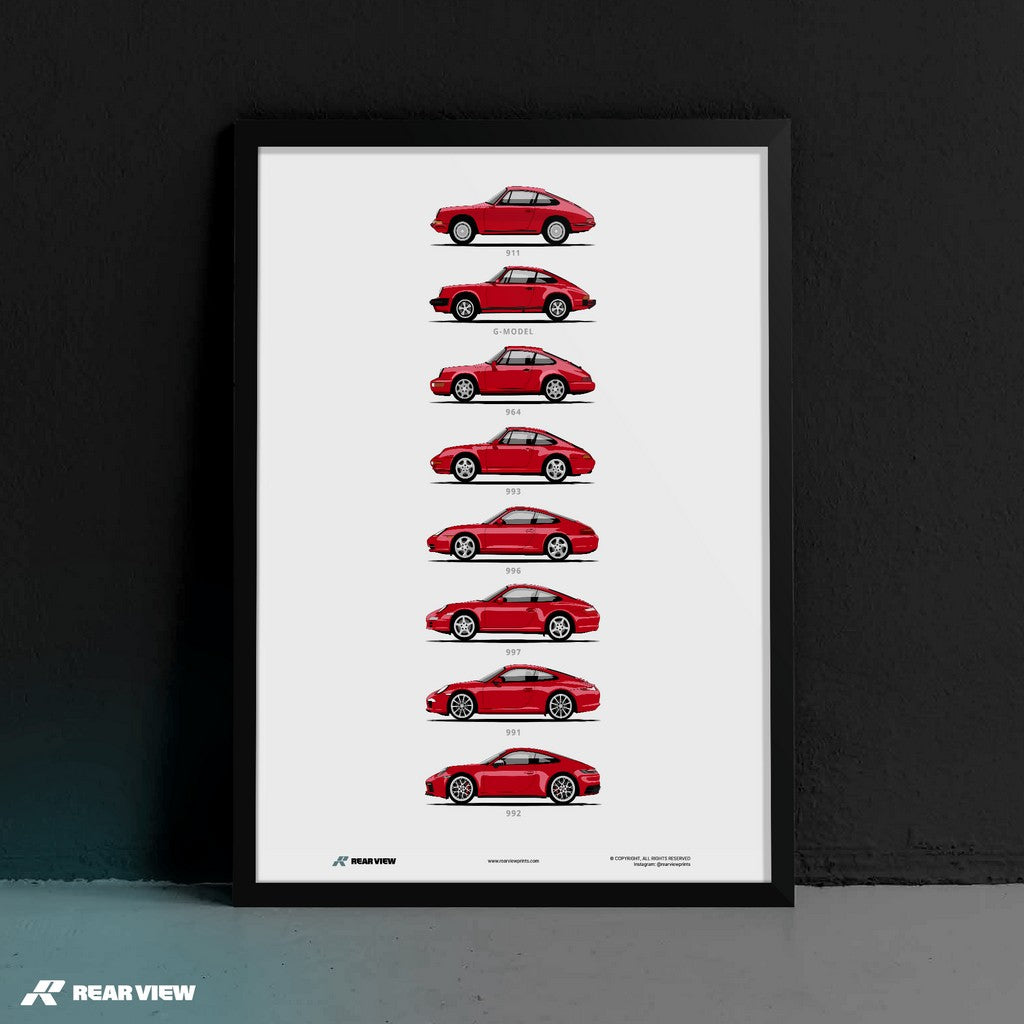 911 - Minimalistischer Auto-Kunstdruck