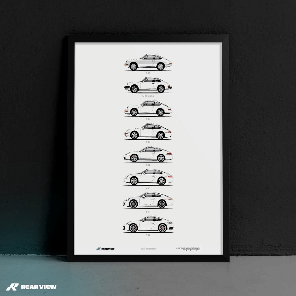 911 - Minimalistischer Auto-Kunstdruck