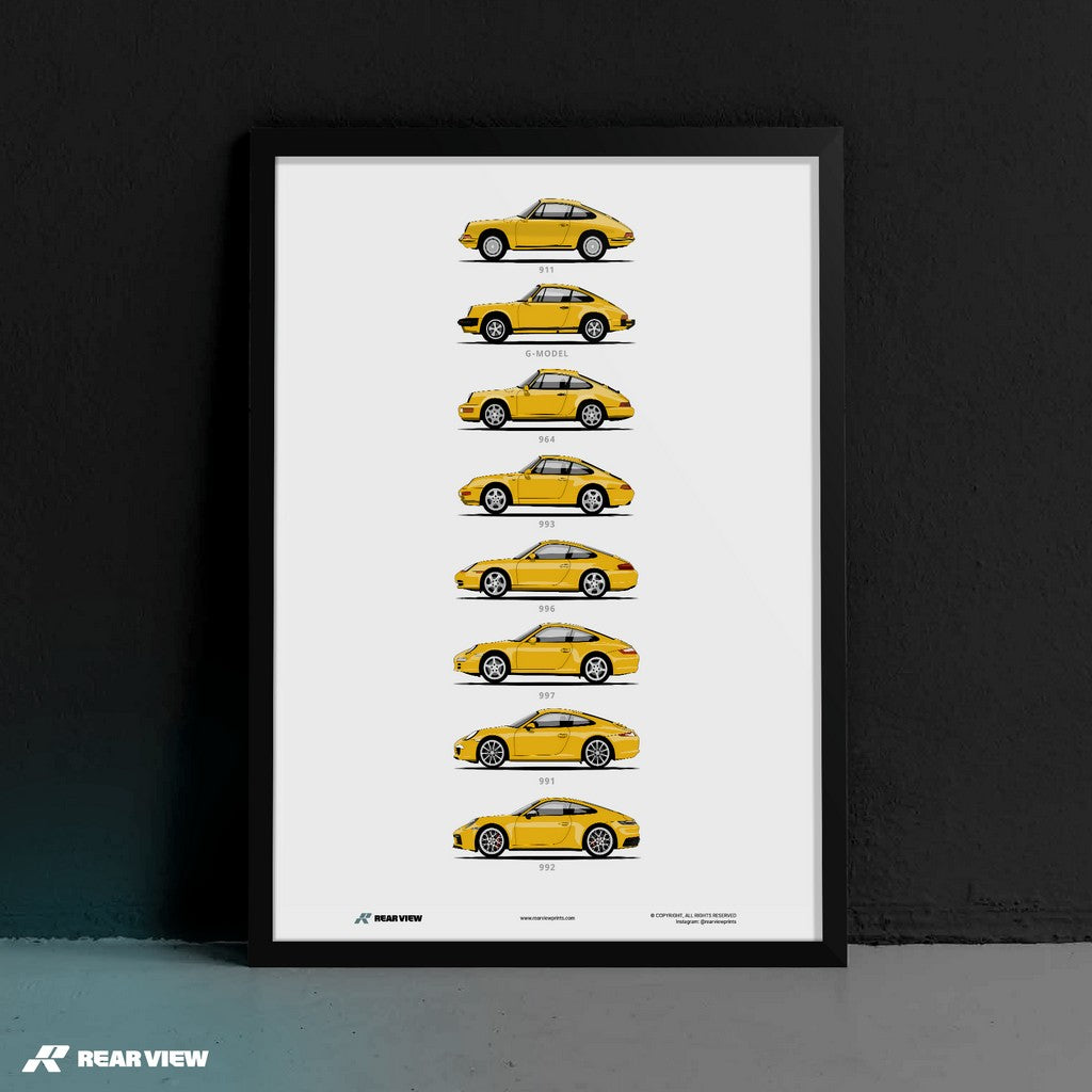 911 - Minimalistischer Auto-Kunstdruck