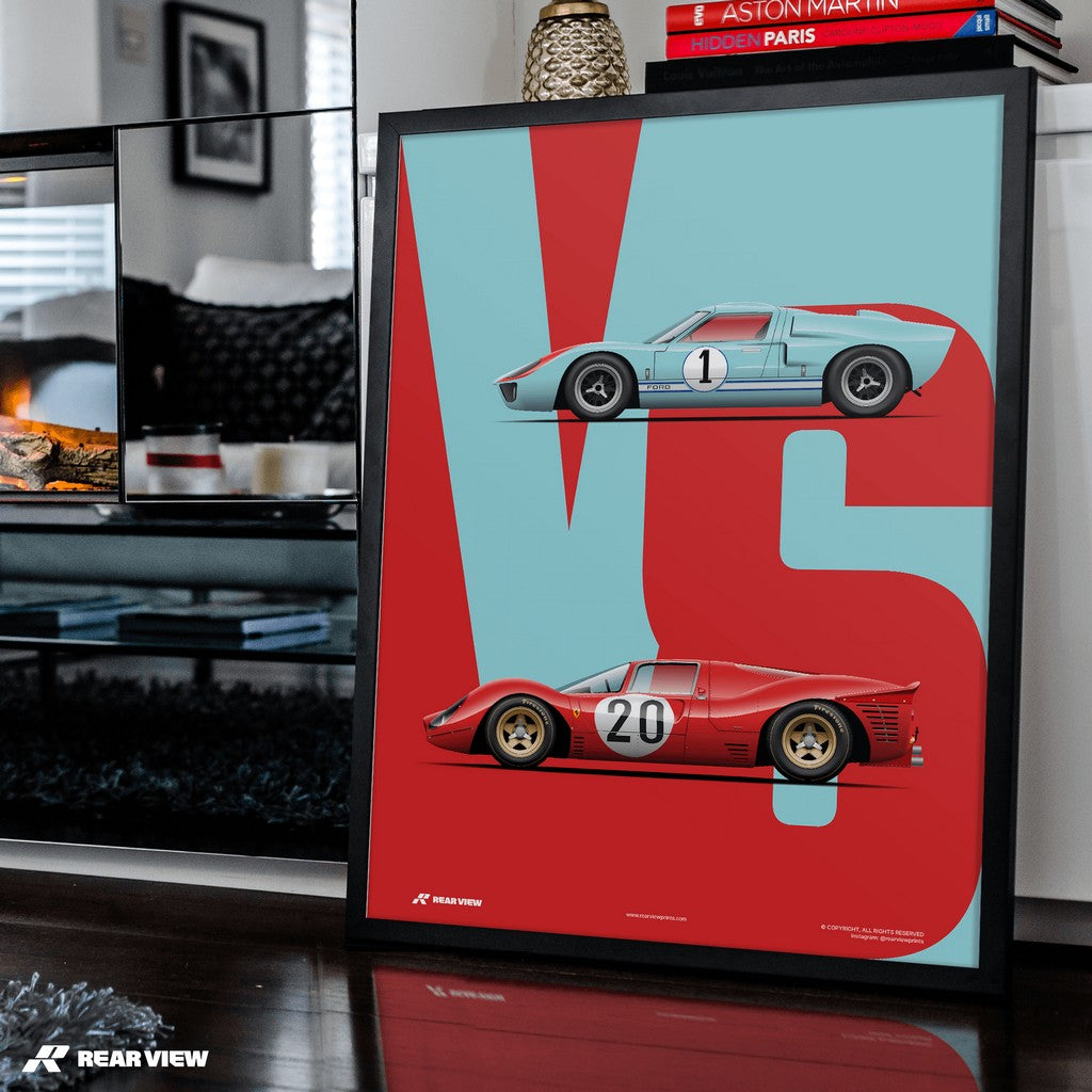 Die ultimative Langstreckenrivalität - GT40 gegen 330P3 Kunstdruck