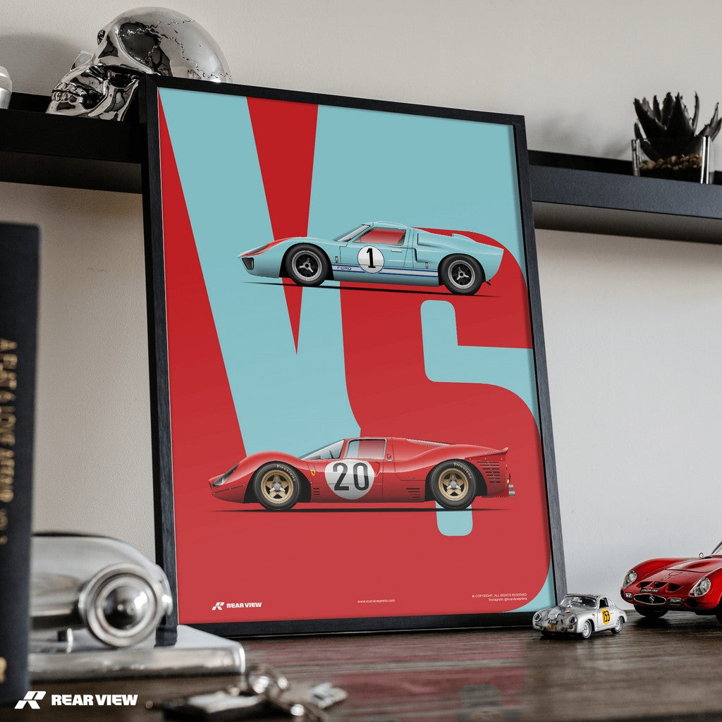 Die ultimative Langstreckenrivalität - GT40 gegen 330P3 Kunstdruck