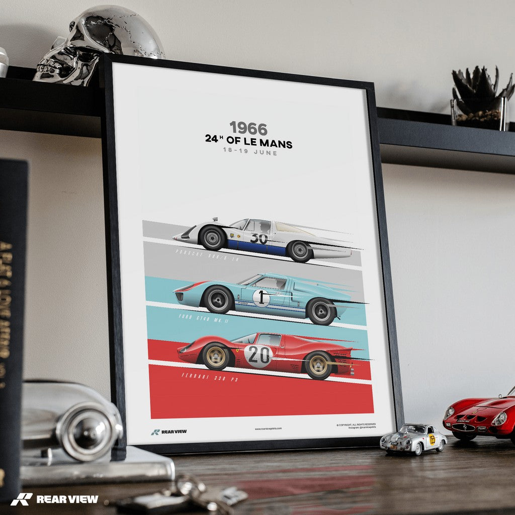 Die dreifache Bedrohung der Langstrecke - 908/8 LH vs GT40 vs 330 P3 Kunstdruck