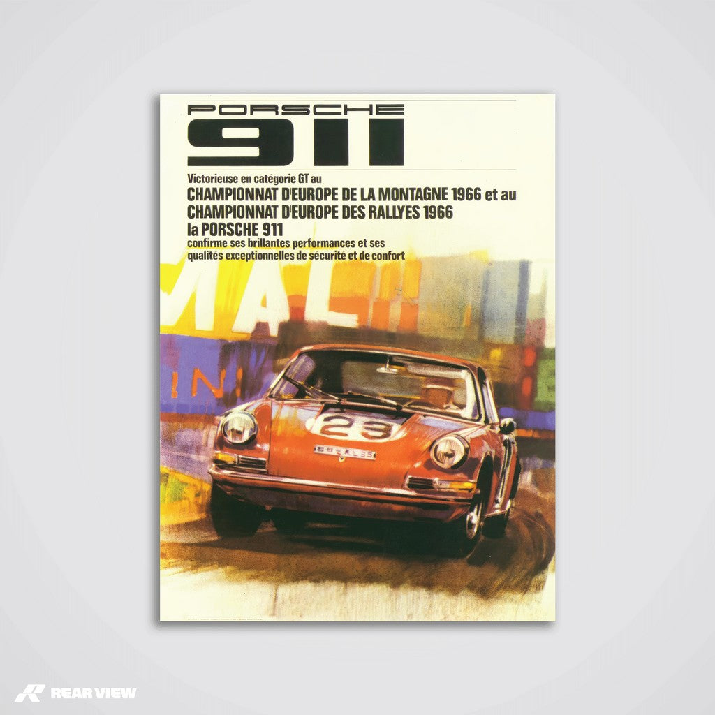 911 - Rallye 1966 Vintage-Rennplakat