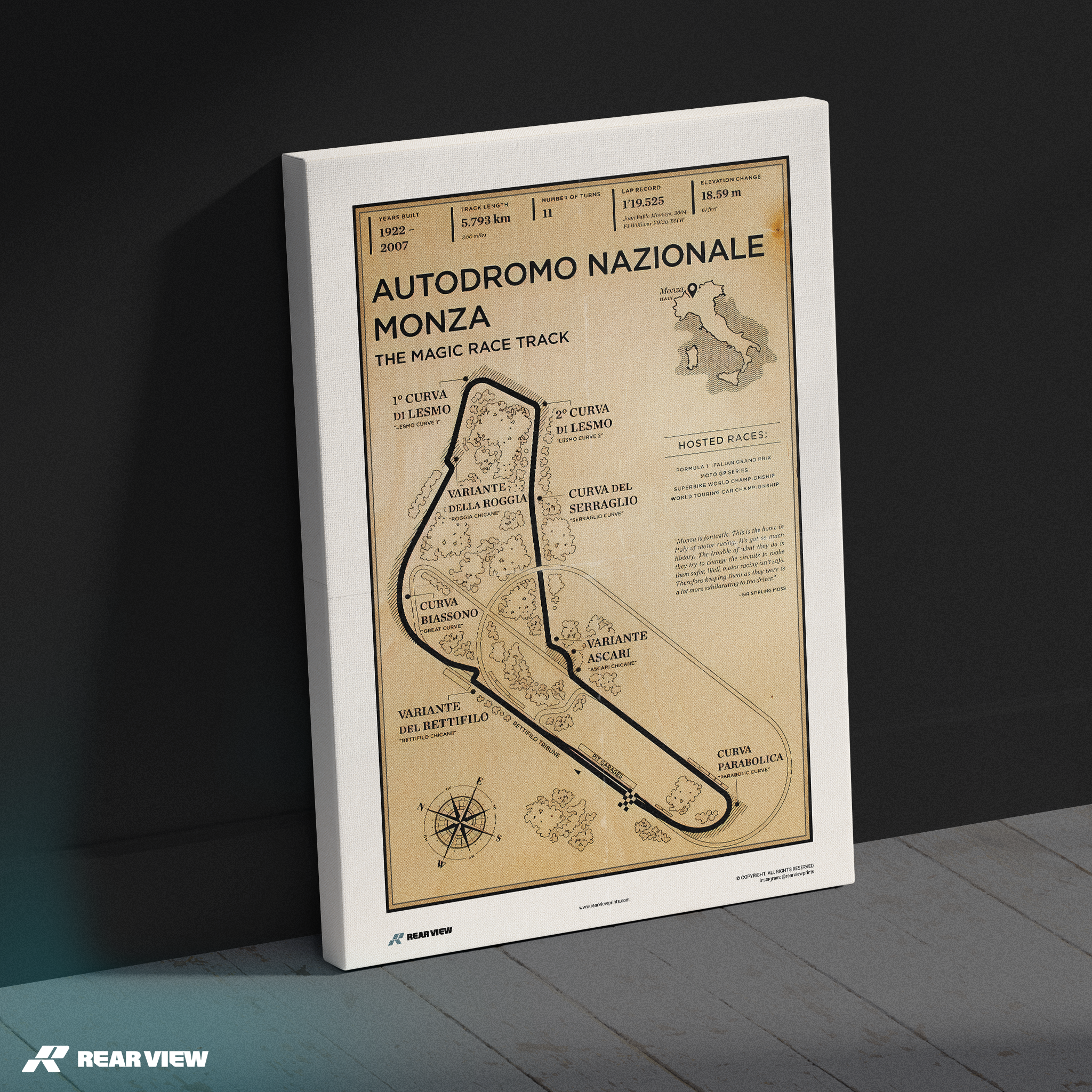 Autodromo di Monza - Stampa d'arte d'epoca