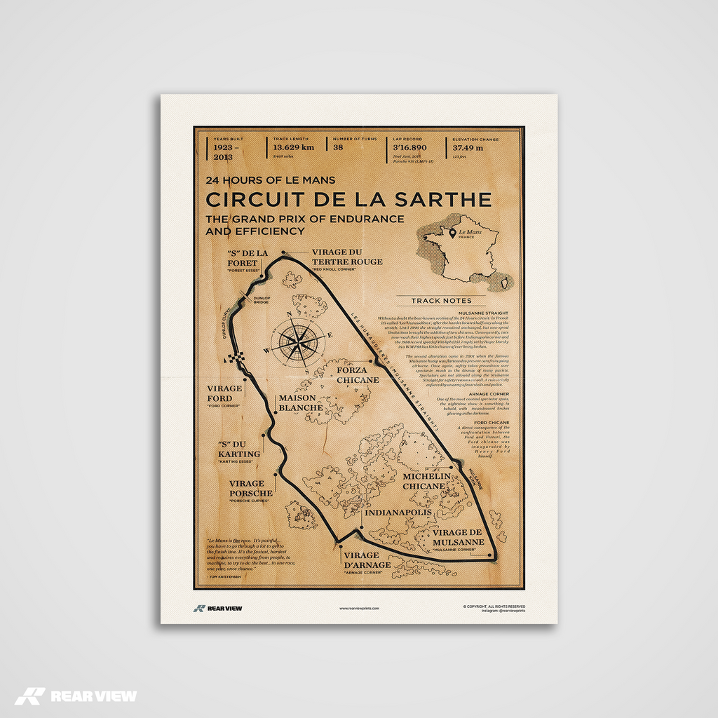 Le Mans Race Track - Vintage Art Print