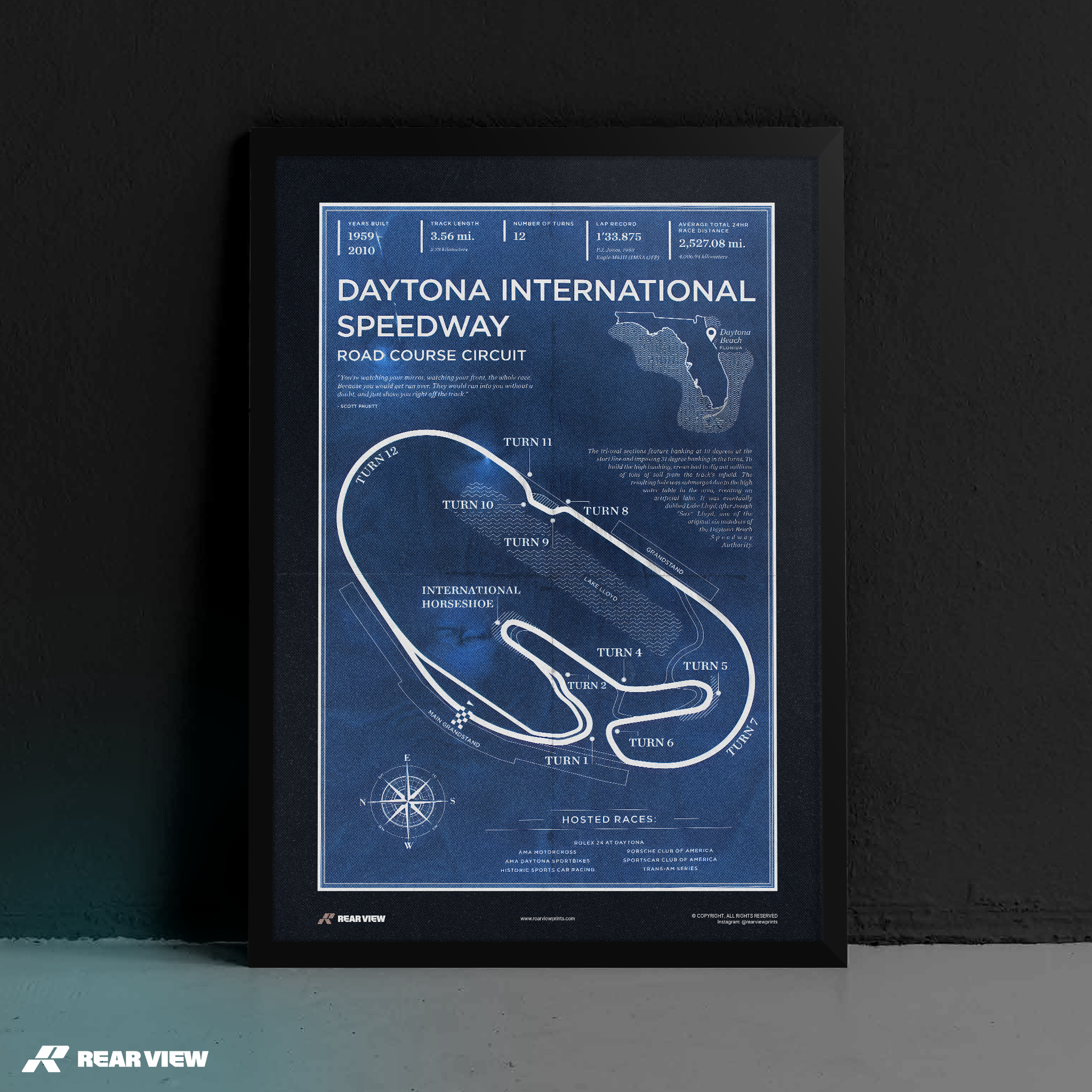 Pista di Daytona - Stampa d'arte d'epoca