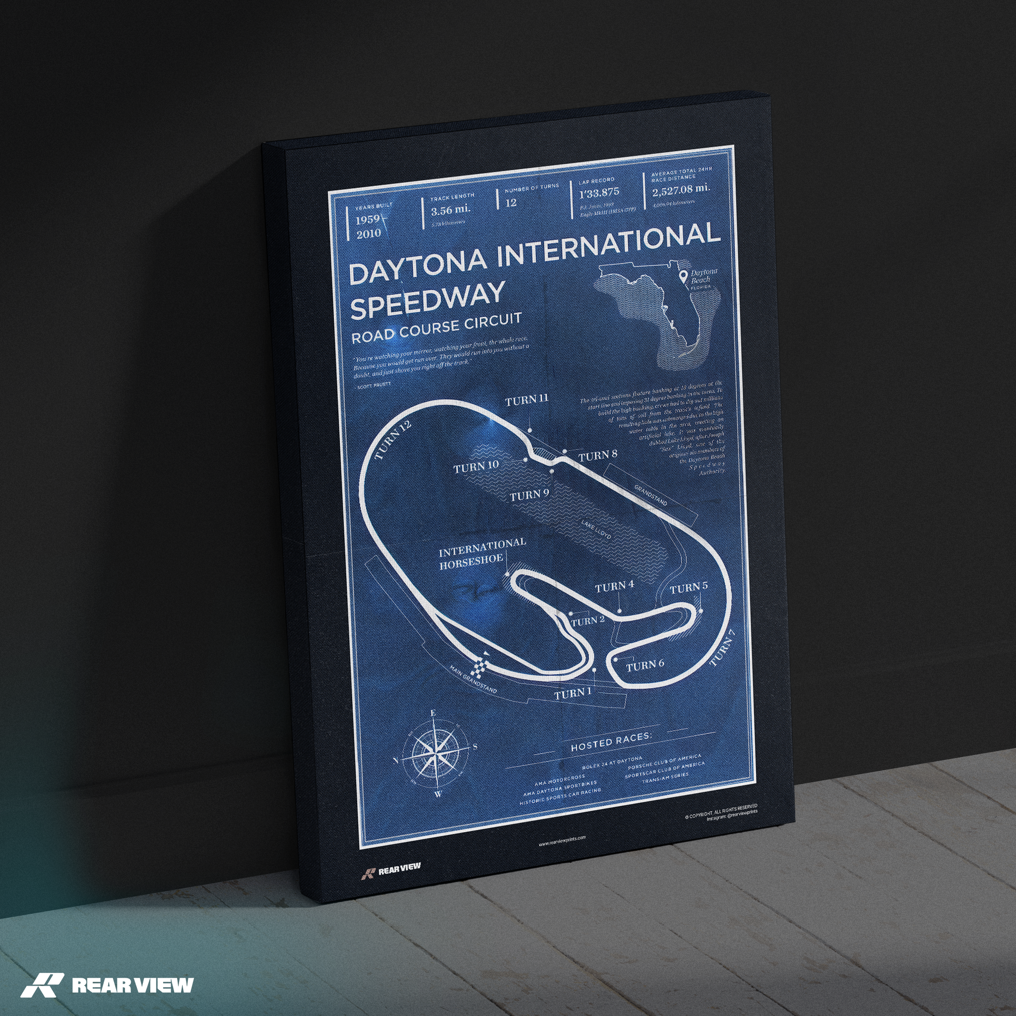 Pista di Daytona - Stampa d'arte d'epoca