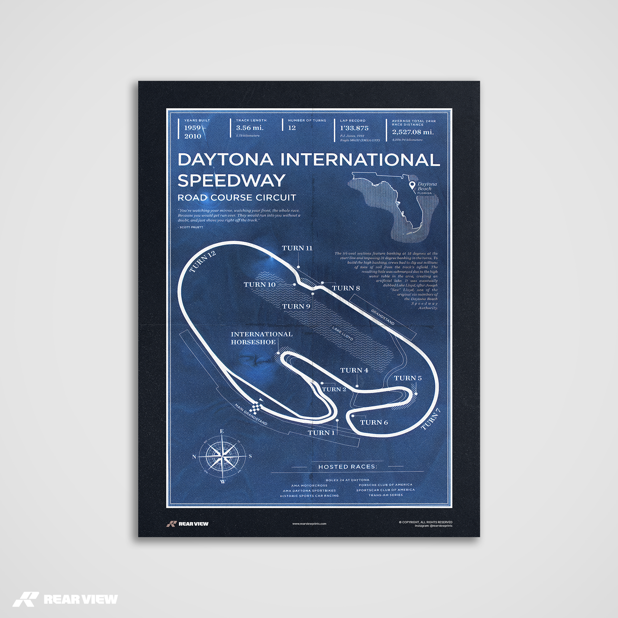 Pista di Daytona - Stampa d'arte d'epoca