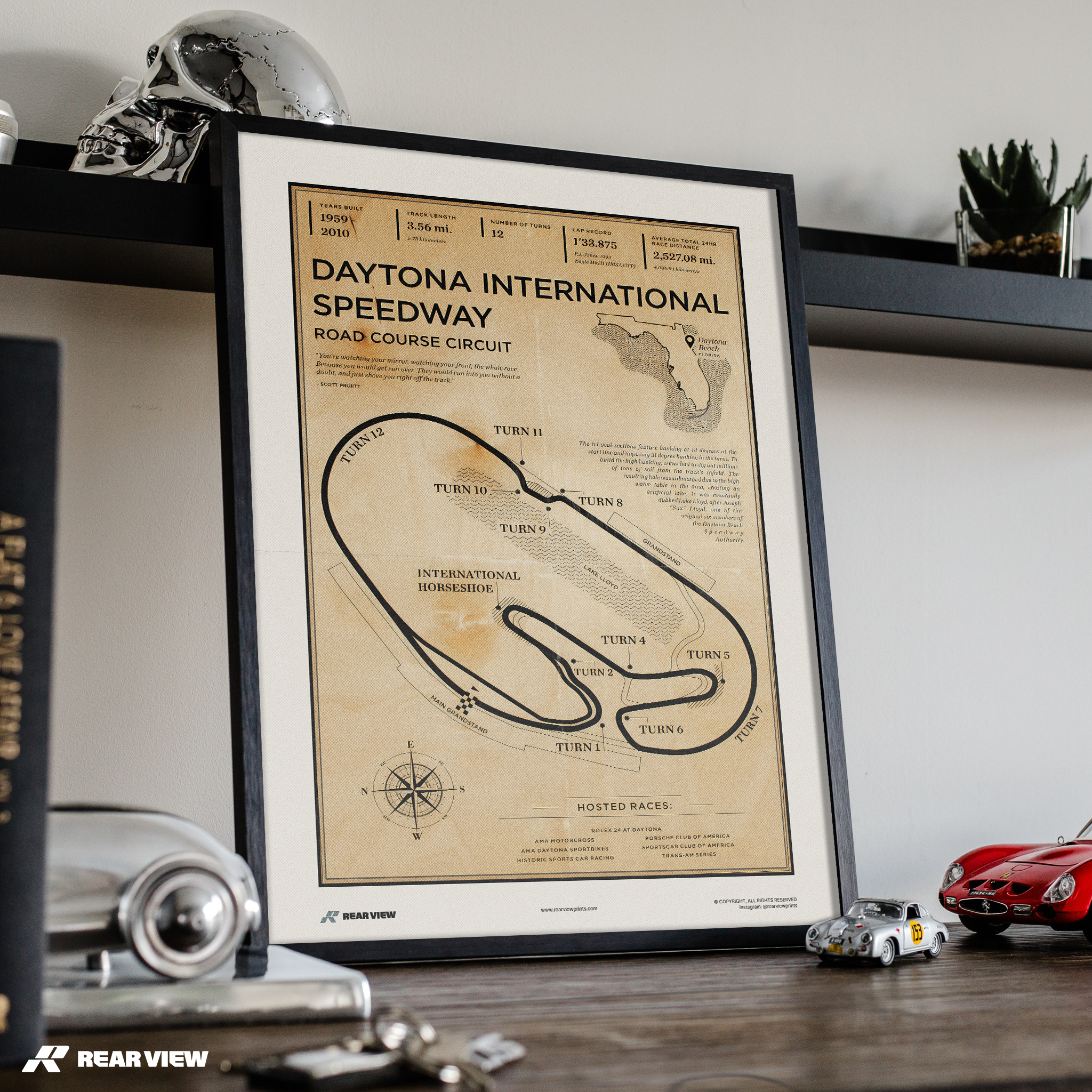 Pista di Daytona - Stampa d'arte d'epoca