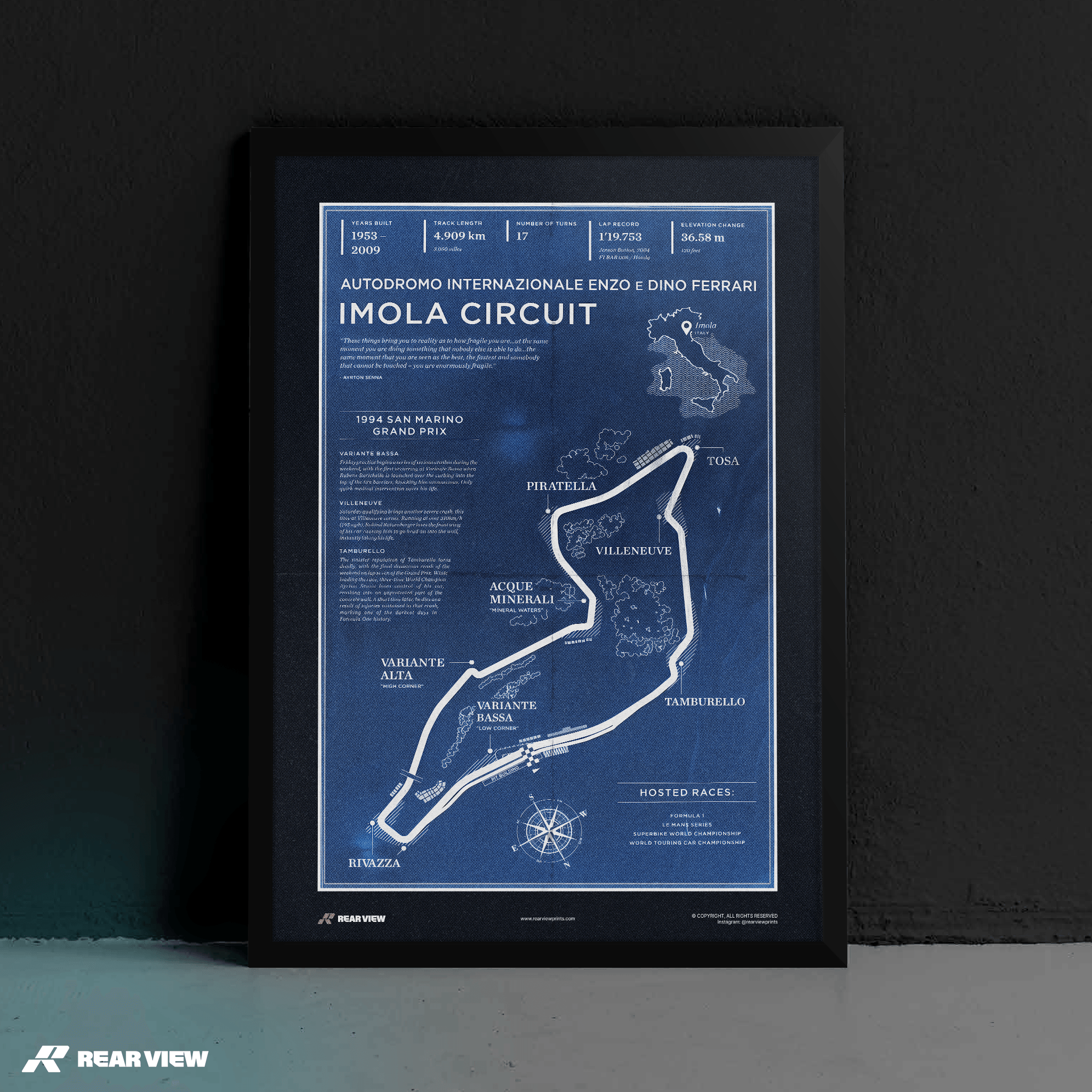 Autodromo di Imola - Stampa d'arte d'epoca