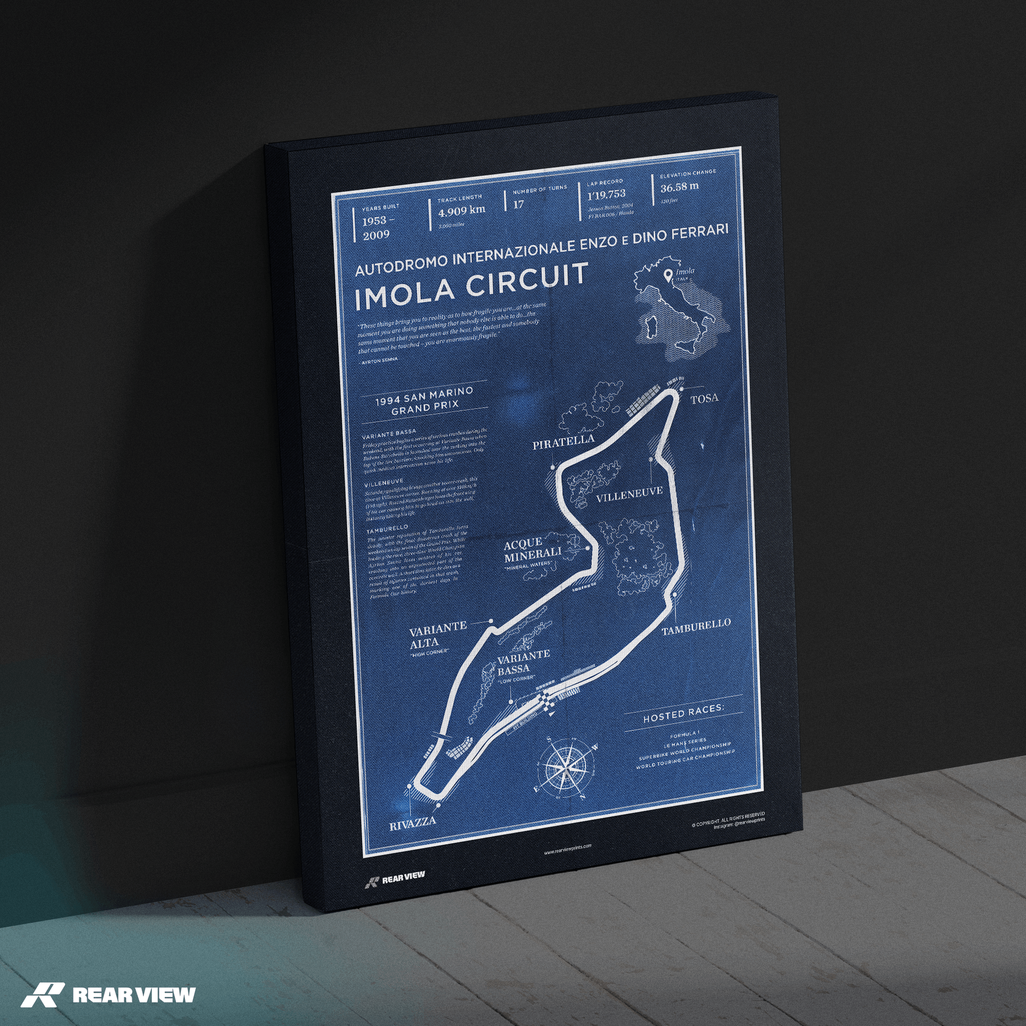 Autodromo di Imola - Stampa d'arte d'epoca