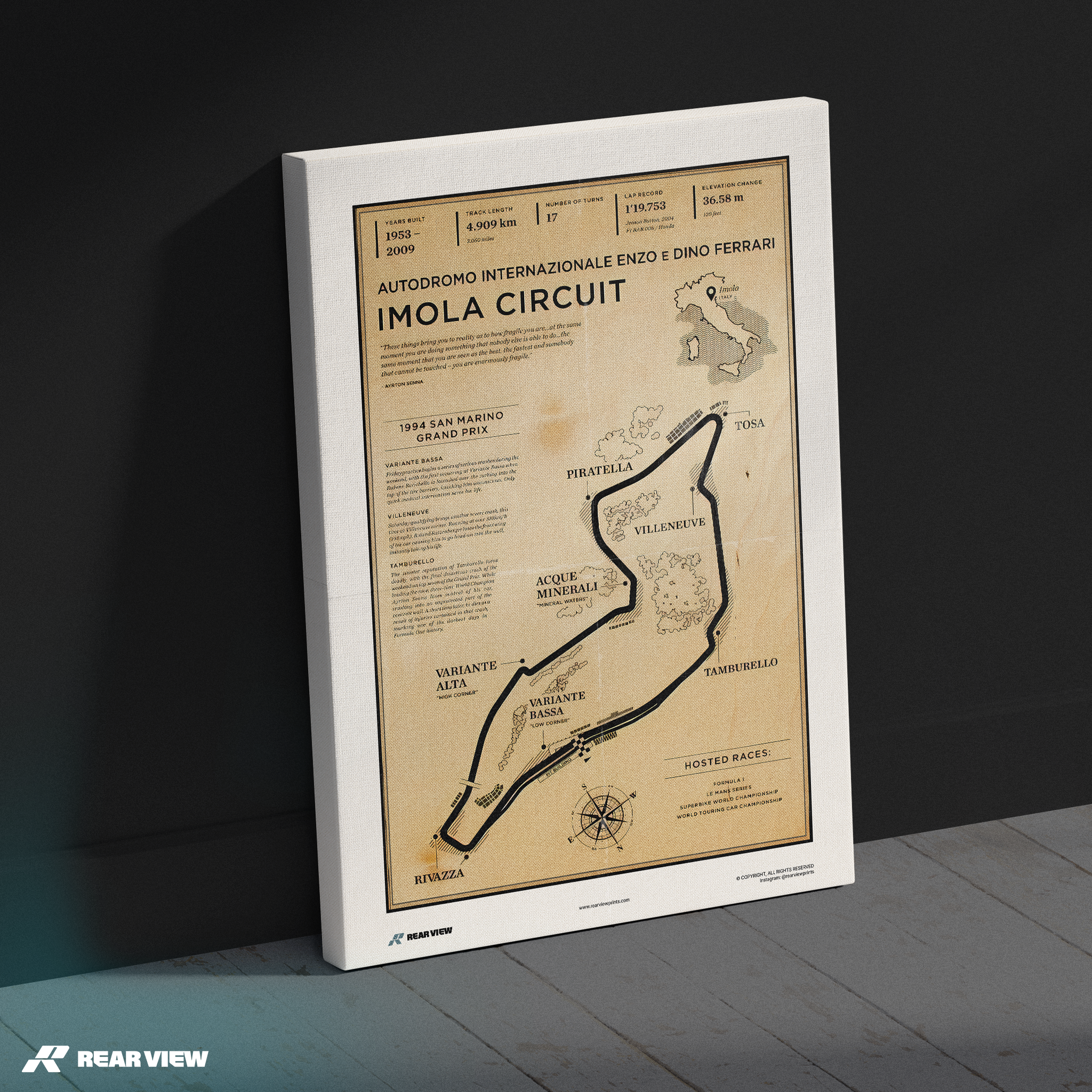 Autodromo di Imola - Stampa d'arte d'epoca