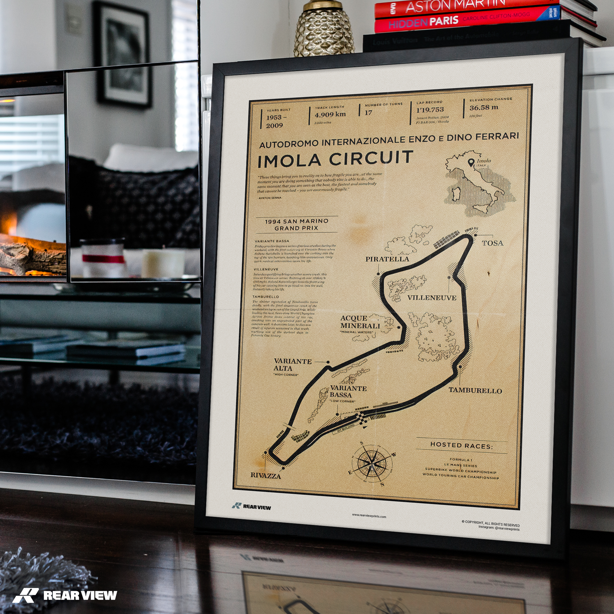 Autodromo di Imola - Stampa d'arte d'epoca