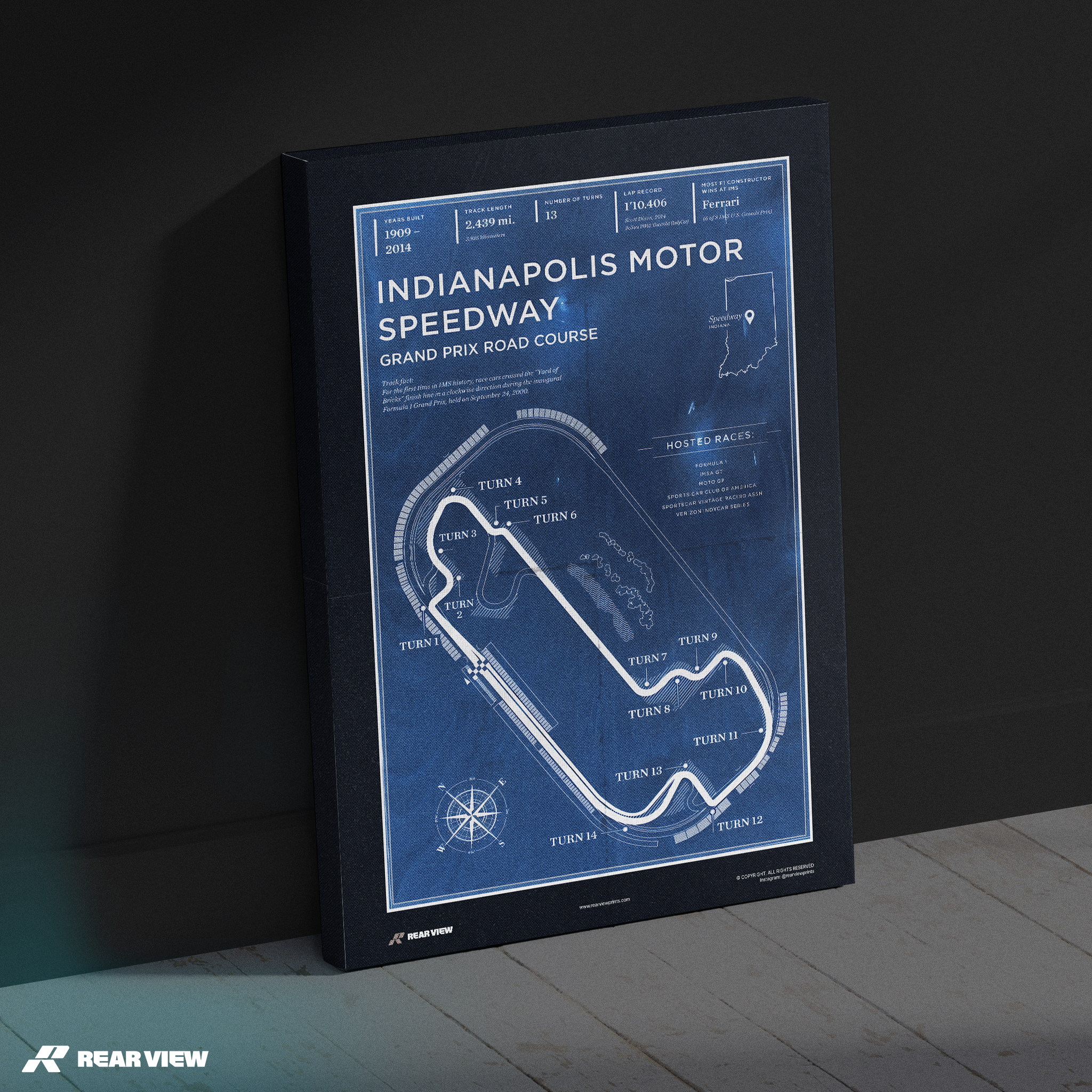 Pista di Indianapolis - Stampa d'arte d'epoca