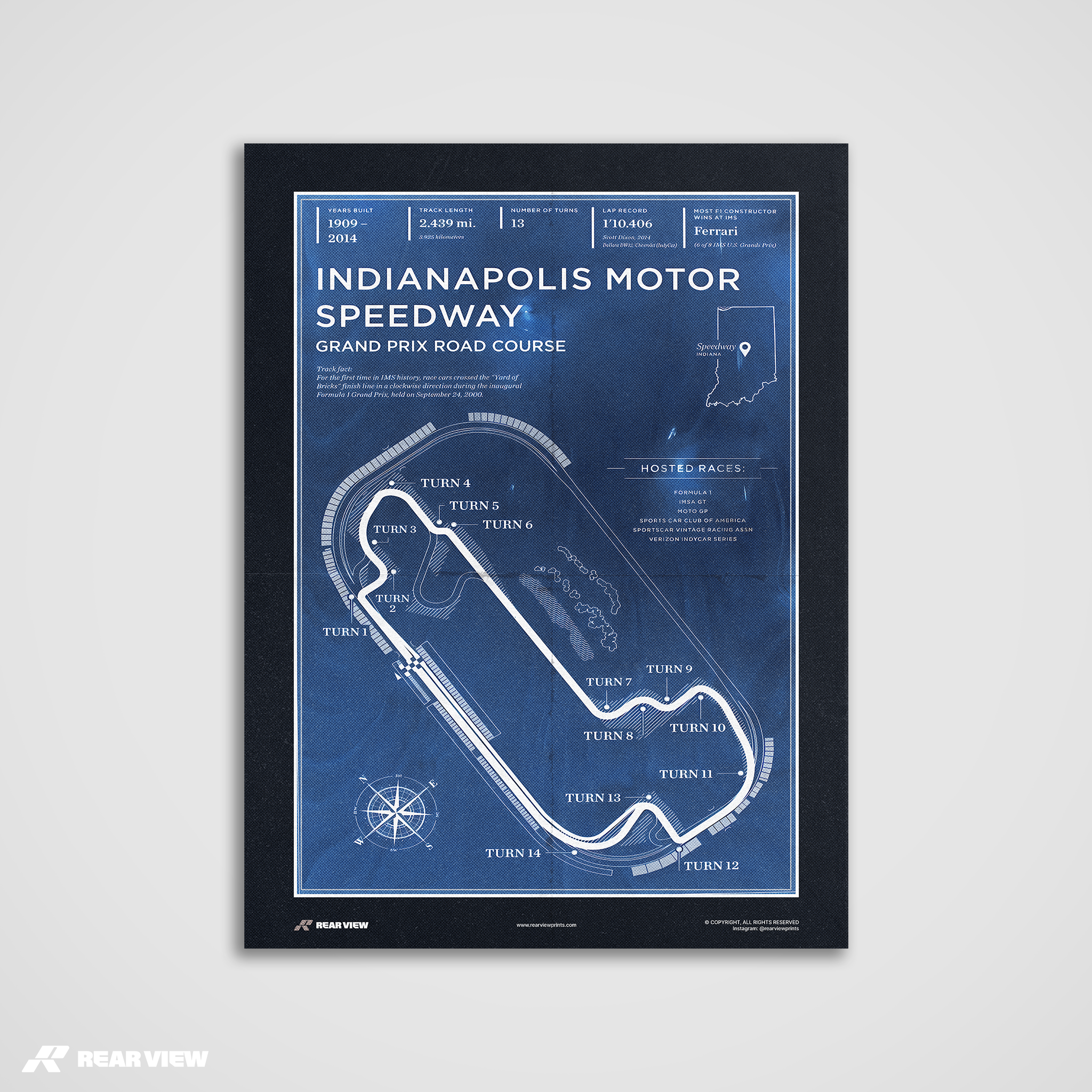 Pista di Indianapolis - Stampa d'arte d'epoca