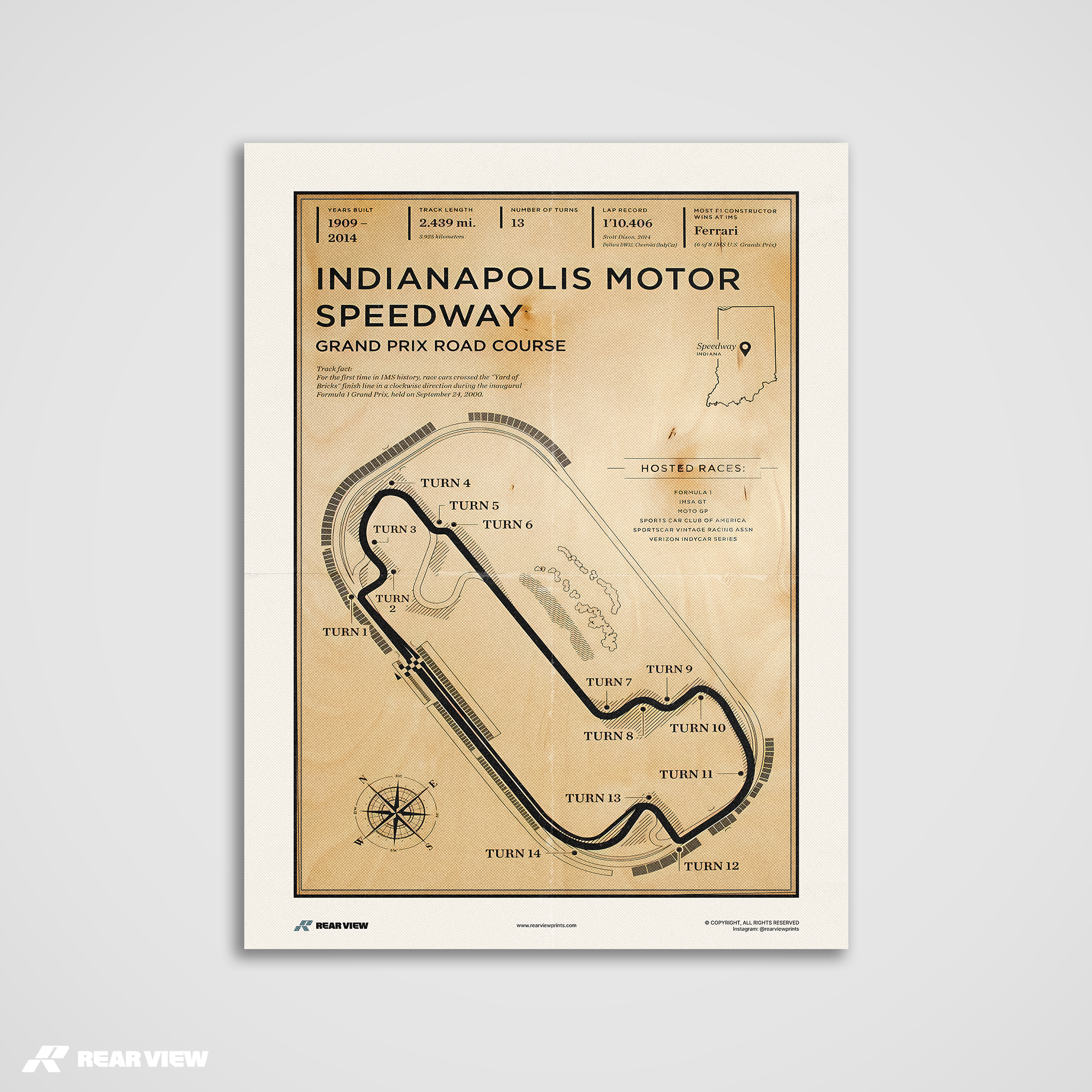 Pista di Indianapolis - Stampa d'arte d'epoca
