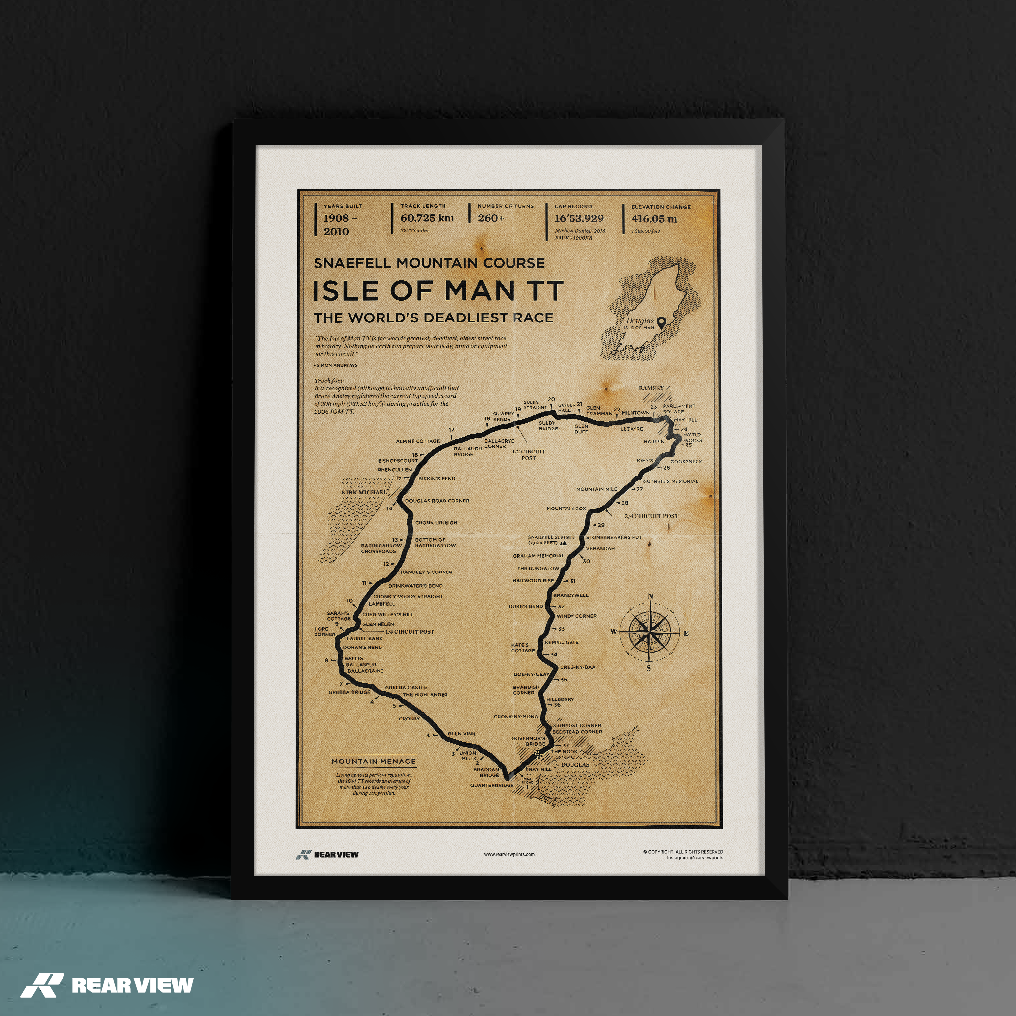 Pista TT dell'Isola di Man - Stampa d'arte d'epoca