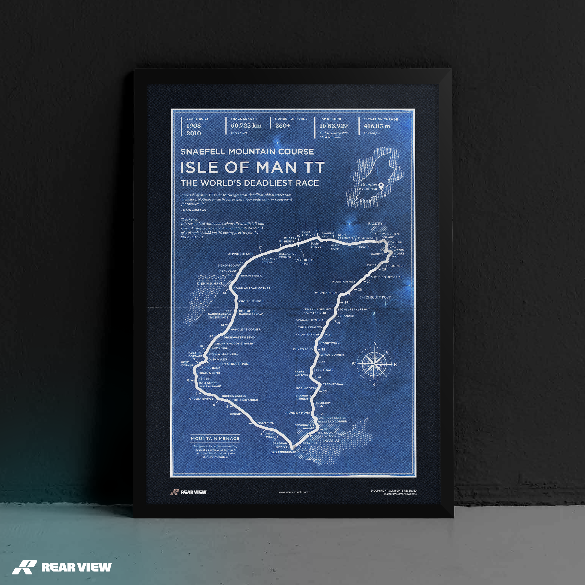Pista TT dell'Isola di Man - Stampa d'arte d'epoca