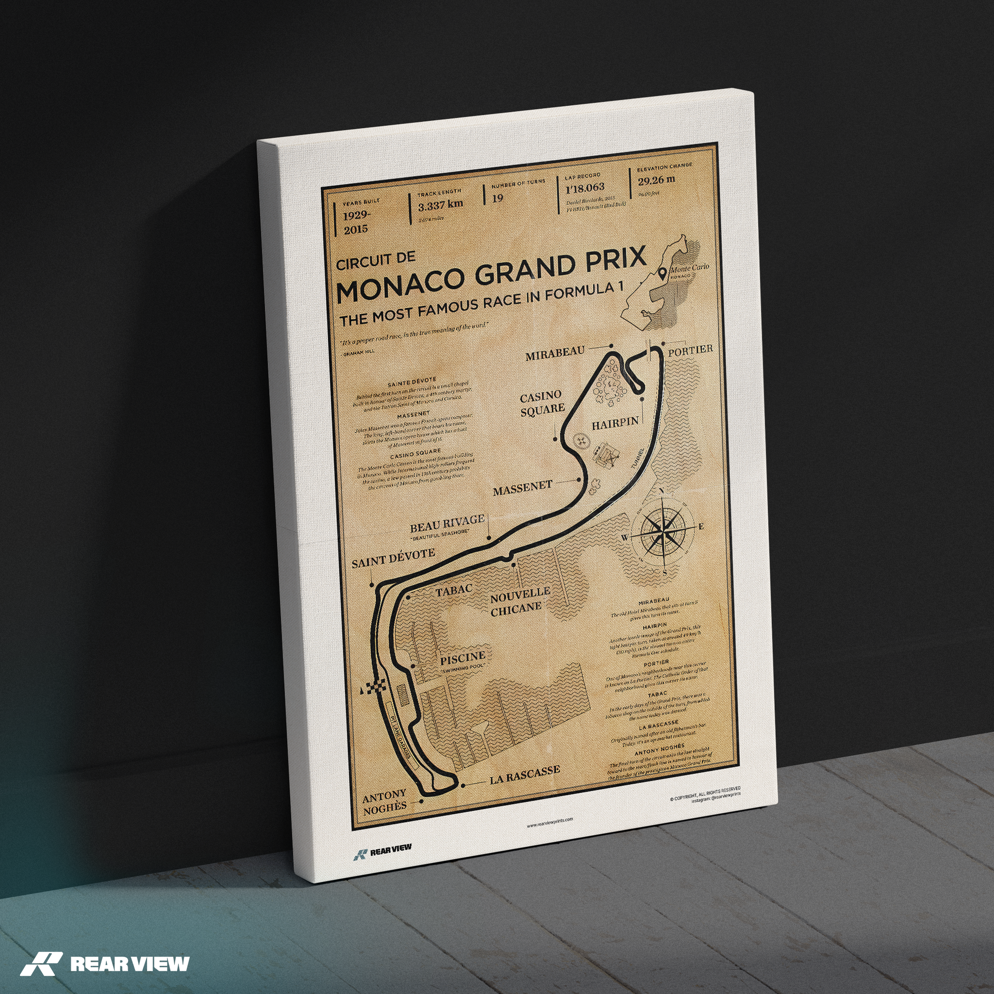 Pista di Monaco - Stampa d'arte d'epoca