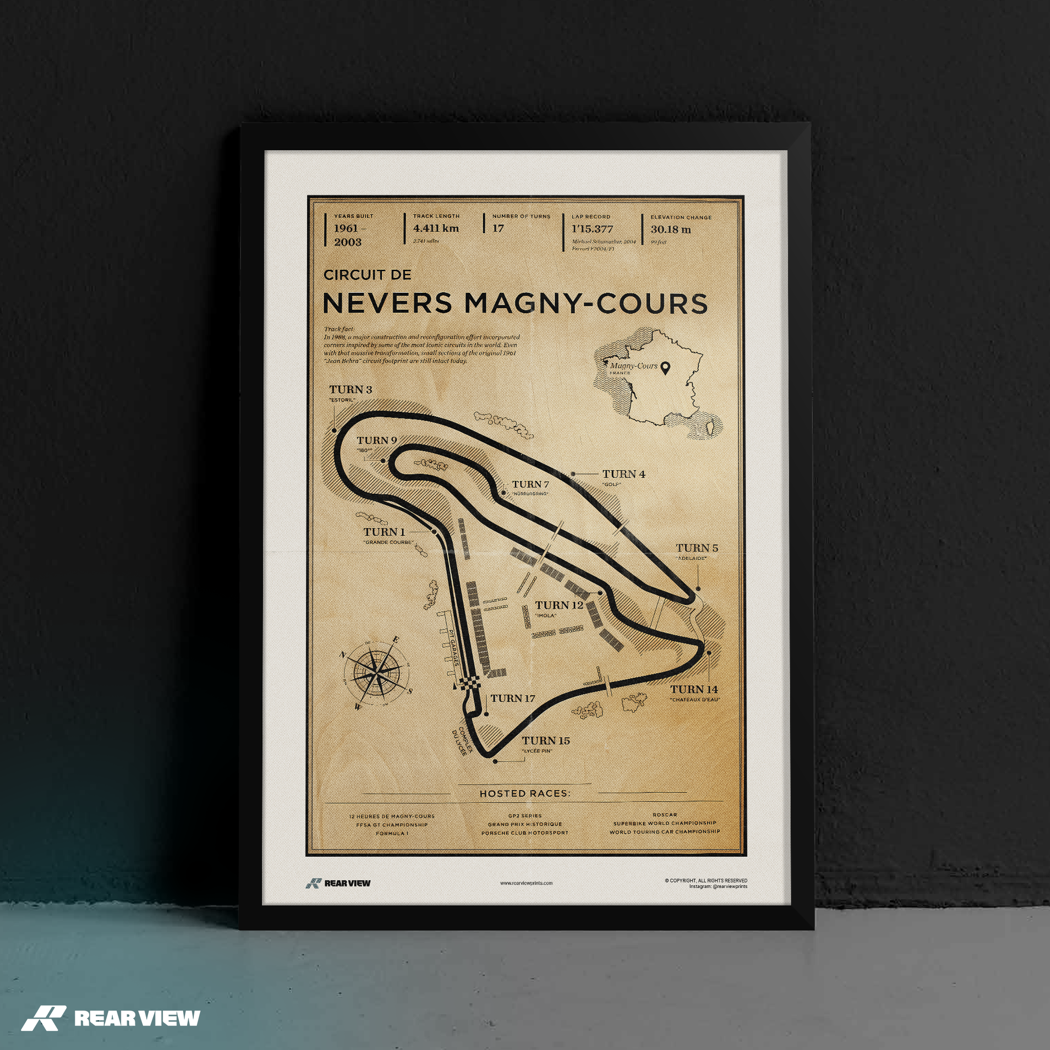 Pista di Nevers Magny-Cours - Stampa d'arte d'epoca
