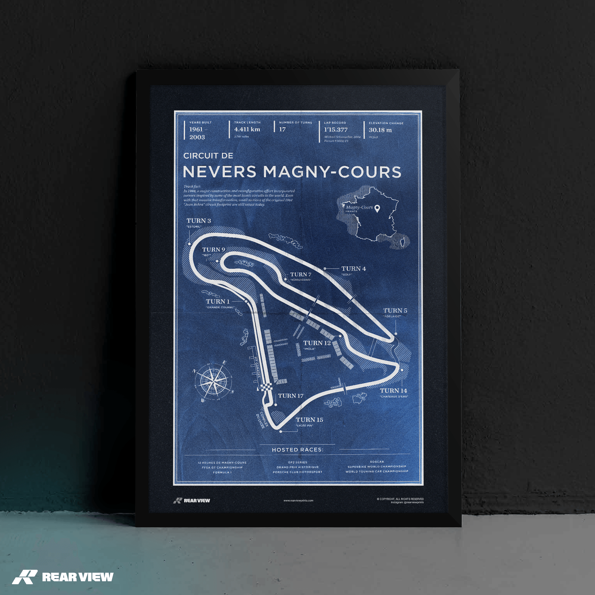 Pista di Nevers Magny-Cours - Stampa d'arte d'epoca