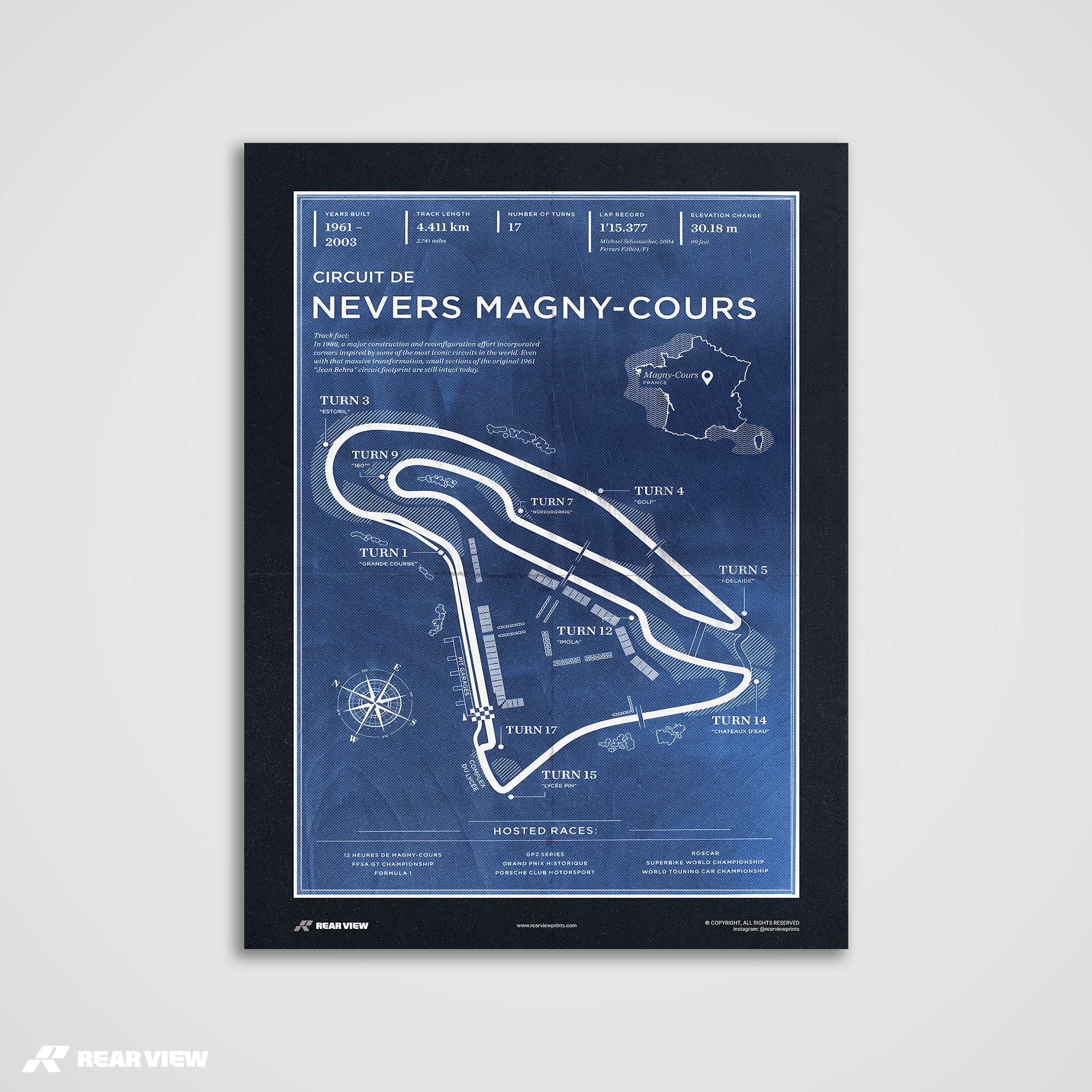 Pista di Nevers Magny-Cours - Stampa d'arte d'epoca