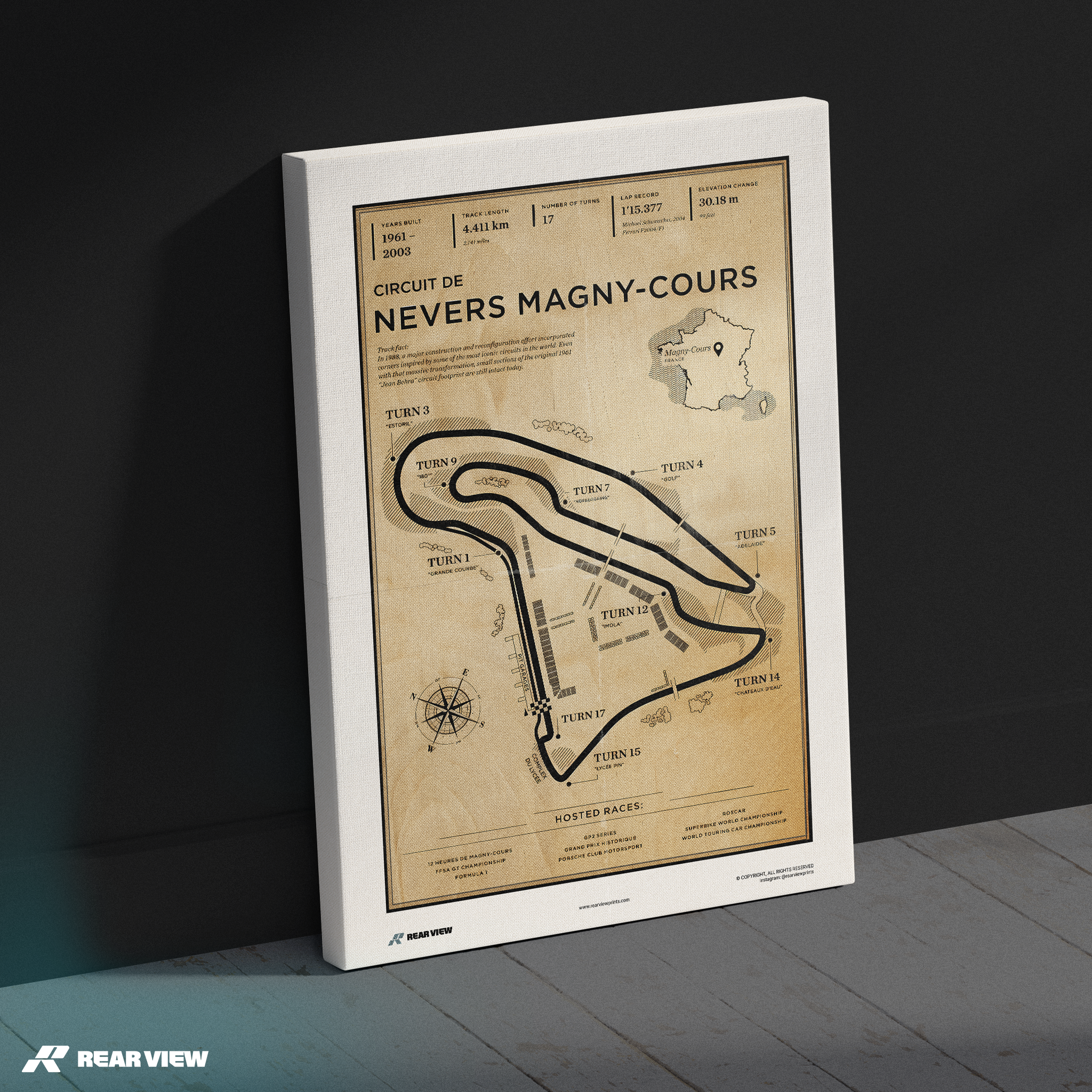 Pista di Nevers Magny-Cours - Stampa d'arte d'epoca