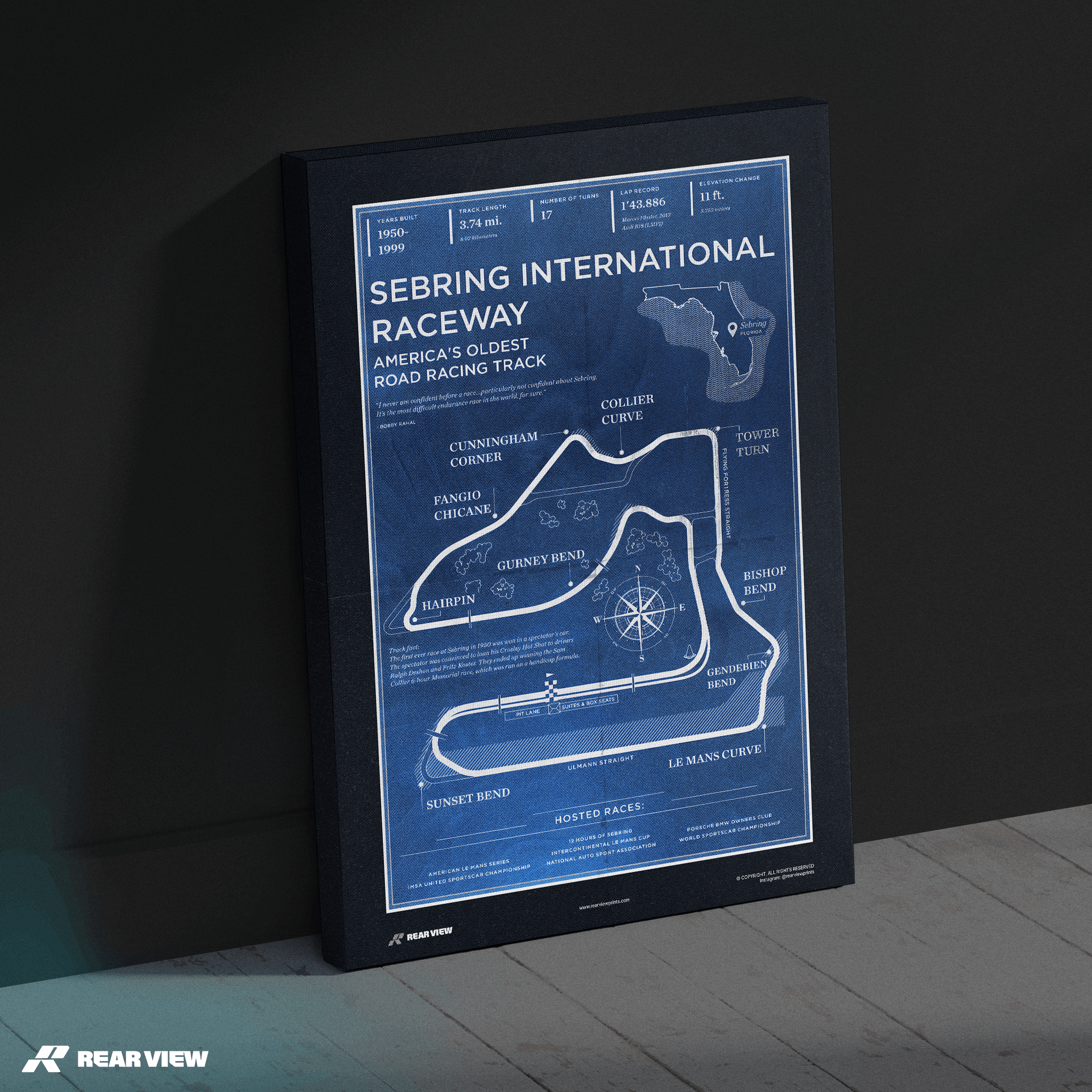 Pista di Sebring - Stampa d'arte d'epoca