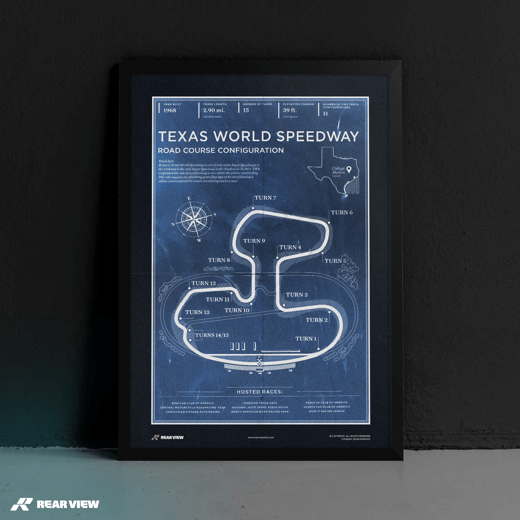 Pista del Texas - Stampa d'arte d'epoca