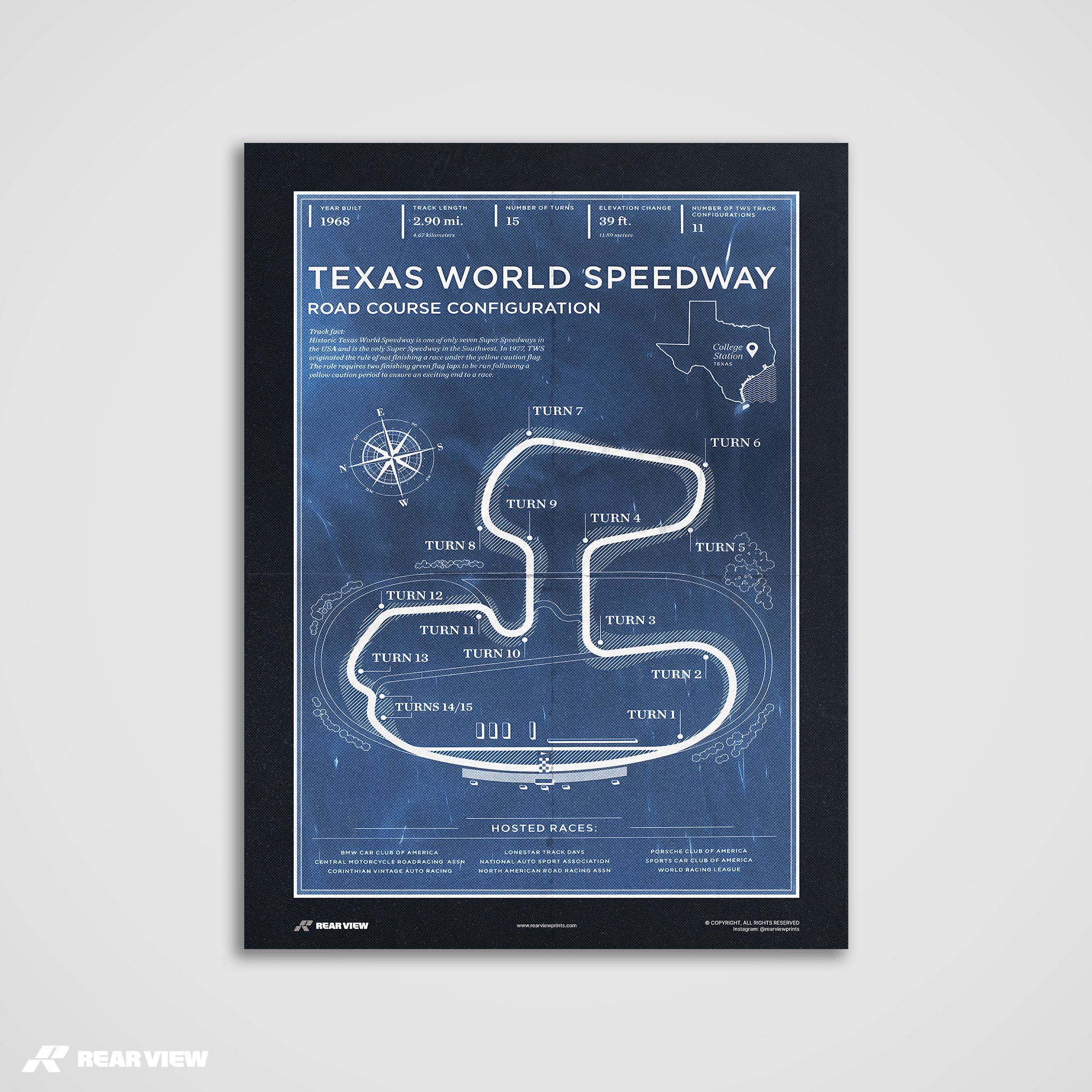 Pista del Texas - Stampa d'arte d'epoca