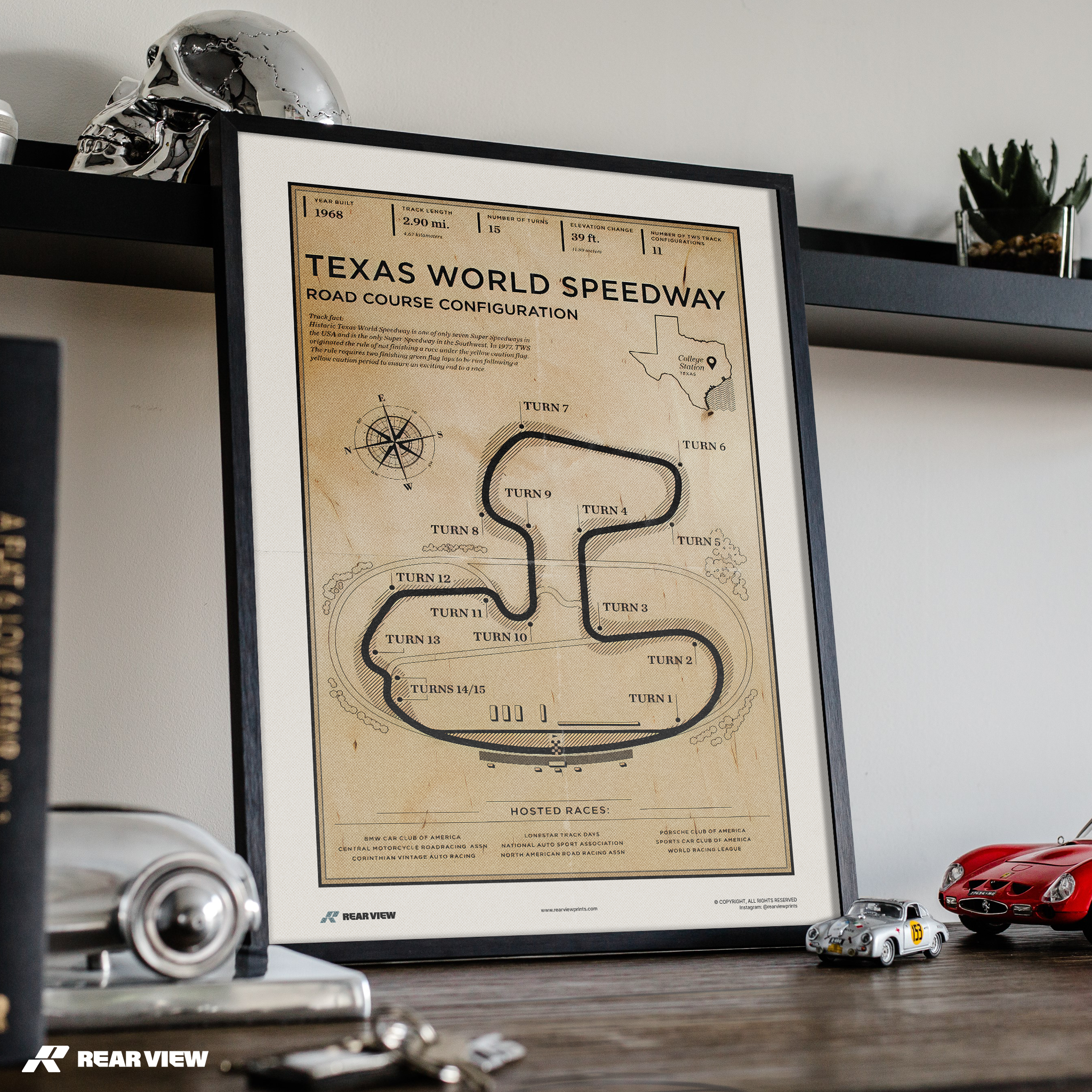 Pista del Texas - Stampa d'arte d'epoca