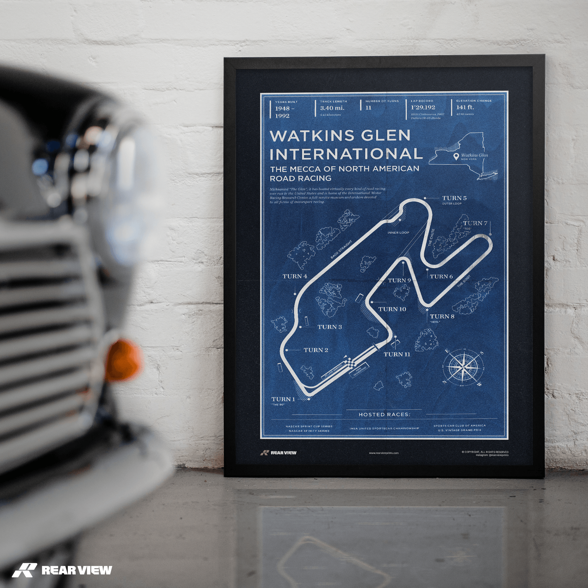 Pista internazionale di Watkins Glen - Stampa d'arte d'epoca