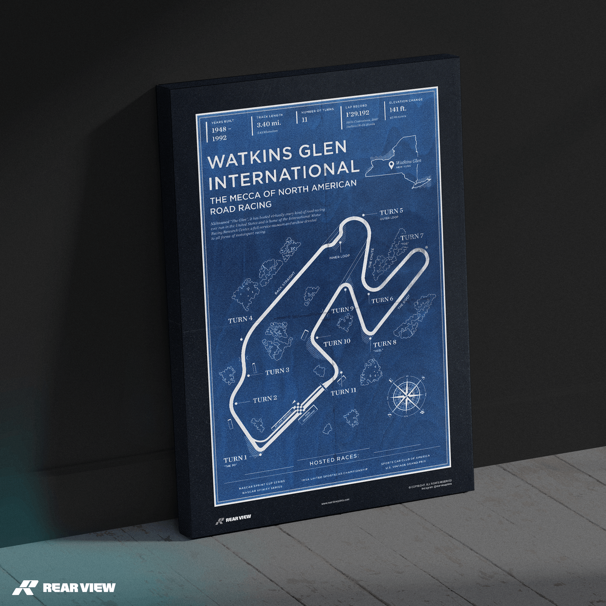 Pista internazionale di Watkins Glen - Stampa d'arte d'epoca