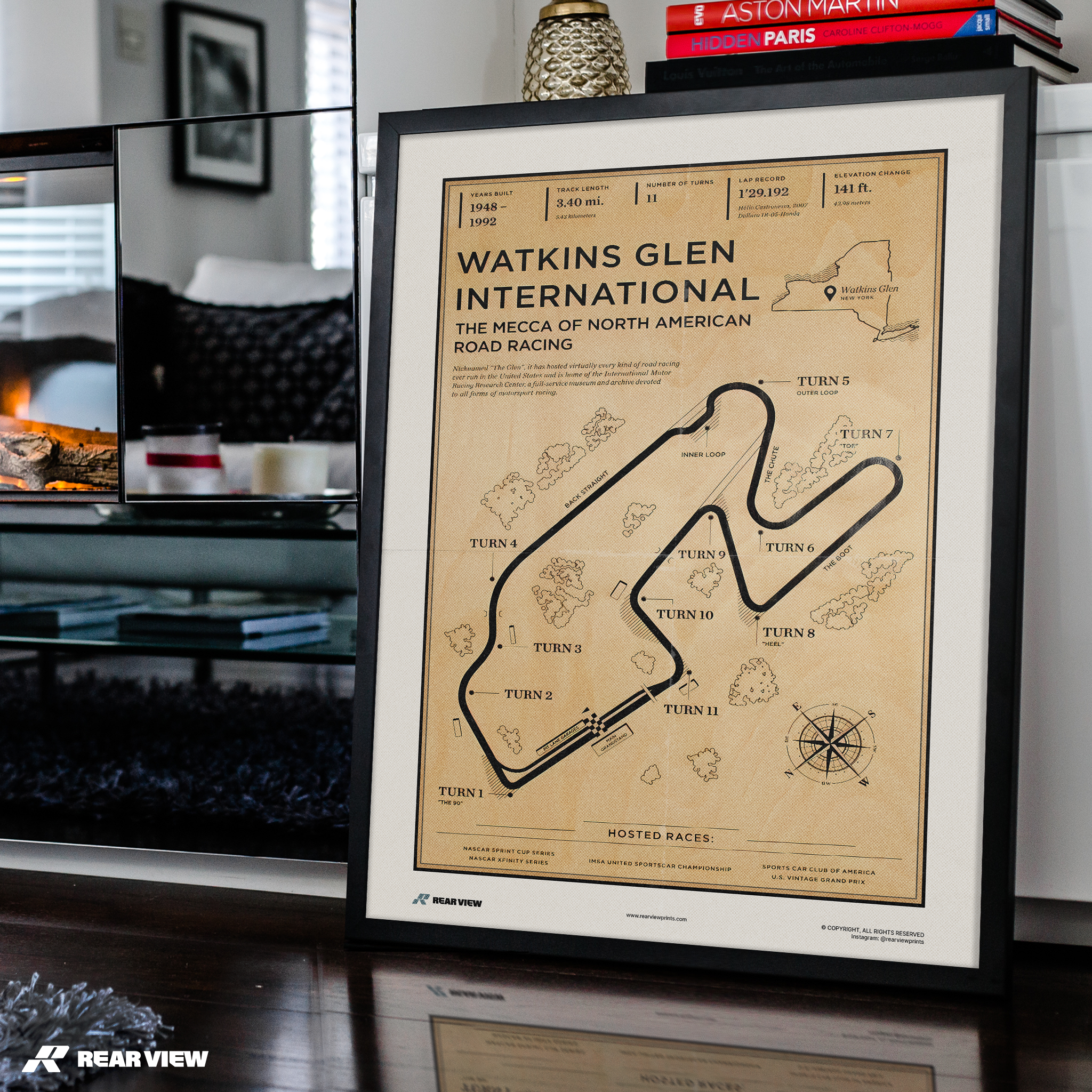 Pista internazionale di Watkins Glen - Stampa d'arte d'epoca