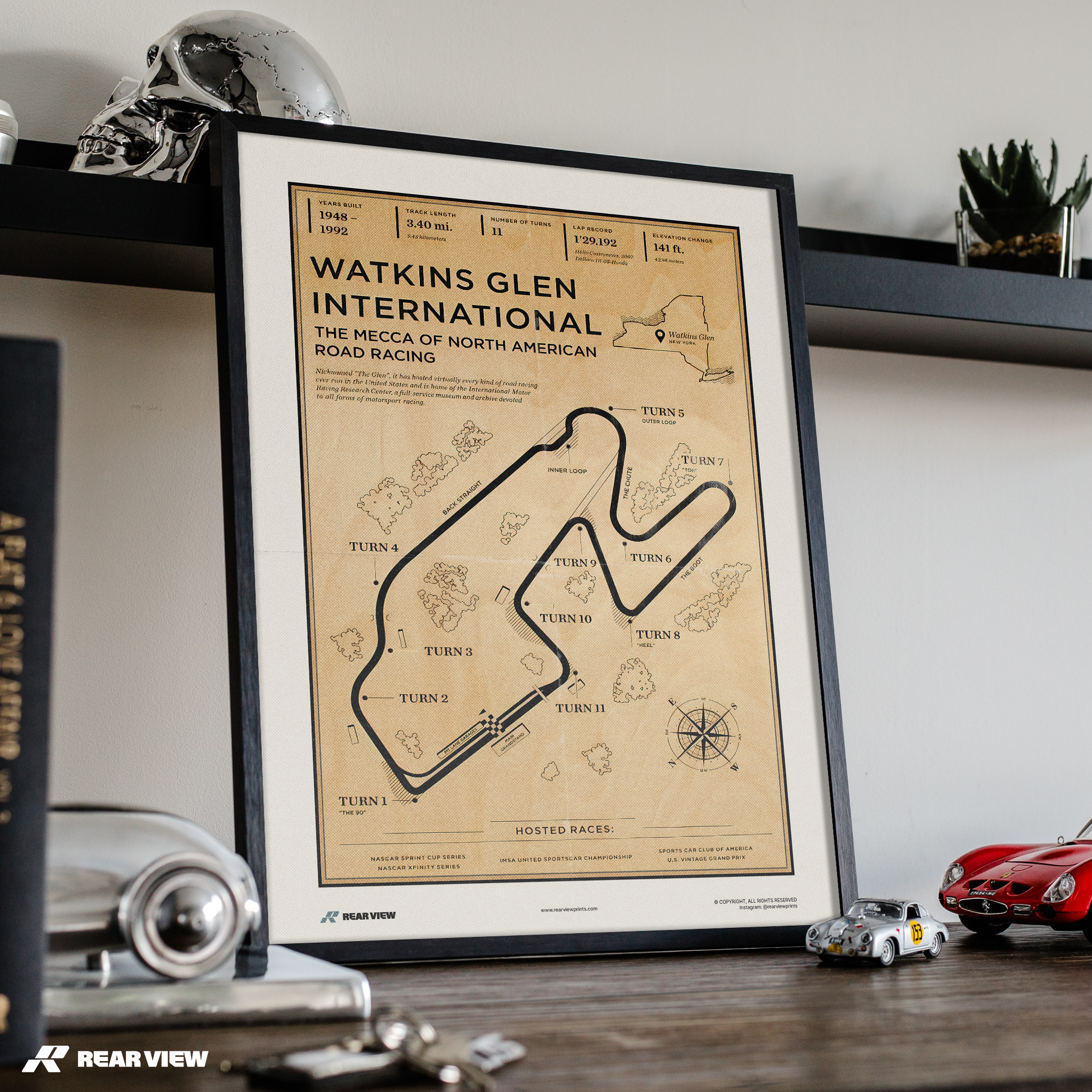 Pista internazionale di Watkins Glen - Stampa d'arte d'epoca